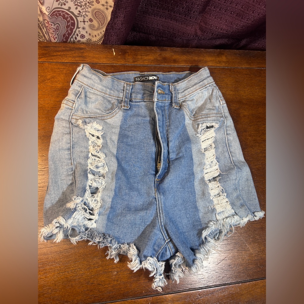 Fashion Nova Distressed Blue Jean Shorts